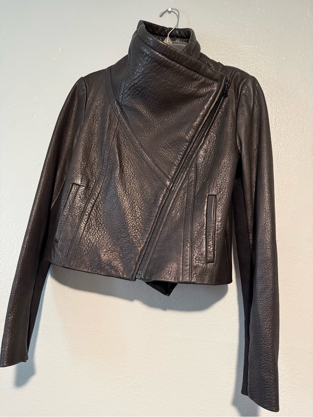 Yigal Azrouel Black Asymmetrical Zip Leather Jacket size 4 - Picture 2 of 6